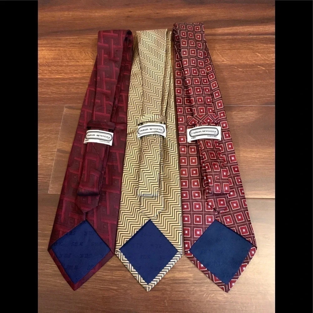 BUNDLE of 3 CARLOS DEVENEZIA Silk Handmade Neckties